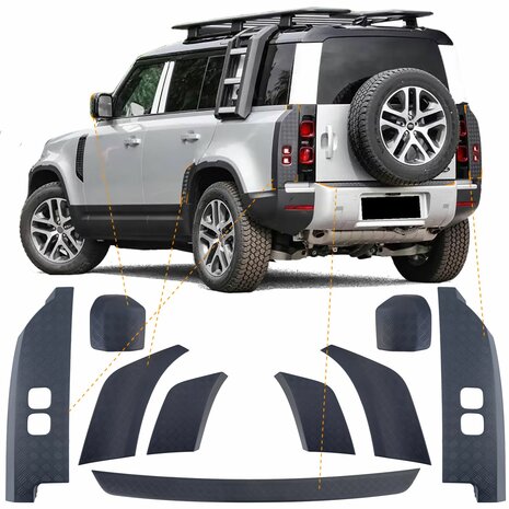 Off Road Beschermhoezenset Voor Land Rover Defender Type L663 110 9 delig Diamond Plate Look