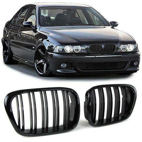 bmw-5-Serie-Grill-Nieren-e39-dubbelspijl-performance-grill-zwart-glans