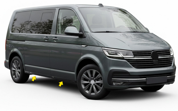 Zijskirts VW T7 2024+ L1 Side Skirts  Zwart Glans Set Links & Rechts