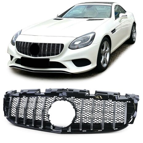 Mercedes-SCL-R172-Sport-Grill-Glans-Zwart-Chrome-Bies-Panamericana-Amg-Gt