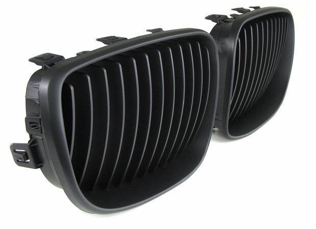 Grill-Nieren-BMW-1-Serie-E82-E88-E81-E87-LCI-Enkele-Spijl-Mat-Zwart