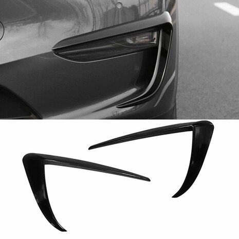 Bumper-Spoiler-Canards-Voor-Tesla-Model-3-Glans-Zwart