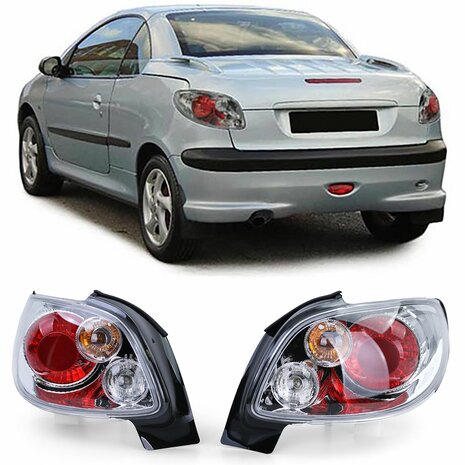 Heldere-Achterlichten-Peugeot-206-CC-Chroom-Set-Links-Rechts
