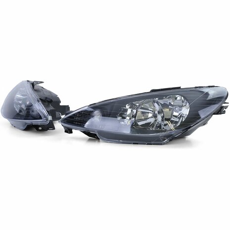 Koplampen-Zwart-Peugeot-206-E-keur-Plug-Play