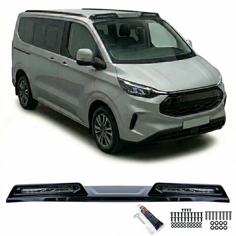 Daklijst-Spoiler-Ford-Tourneo-Transit-Custom-LED-Verstralers-Zwart-Glans 