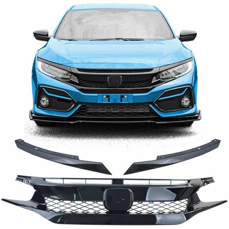 Sport-Grill-Honda-Civic-X-FC-FK-2016-2020-TR-Performance-Glans-Zwart