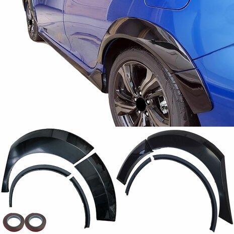 Achter-Spatbordverbreders-Honda-Civic-10-Sedan-Zwart-Glans-TR-Look-