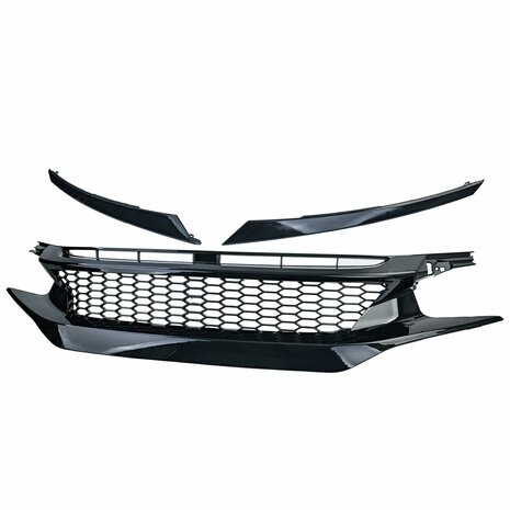 Sport-Grill-Honda-Civic-10-FK6-FK7-FK8-Zwart-Glans-Clean-+-koplampspoilers
