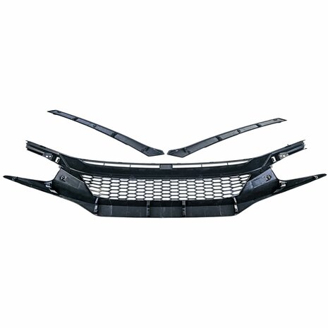 Sport-Grill-Honda-Civic-10-FK6-FK7-FK8-Zwart-Glans-Clean-+-koplampspoilers