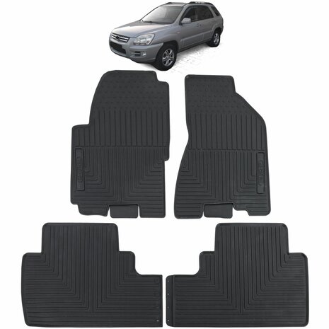 Rubberen Automatten Voor Kia Sportage Vanaf 2004 t/m 2014 All Weather Vloermatten Zwart
