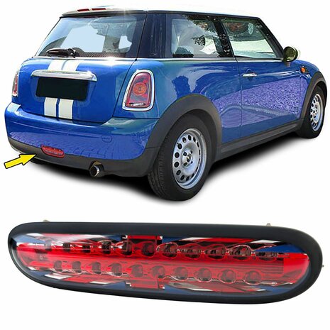 LED-Mistachterlicht-Mini-R56-R57-2006-2010-Helder-Rood-Zwarte-Rand