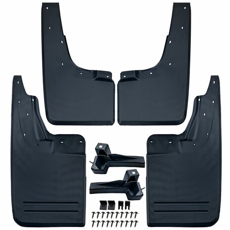 VW-Amarok-Spatlappen-Set-Voor-Achter-Zwart