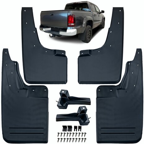 VW-Amarok-Spatlappen-Set-Voor-Achter-Zwart