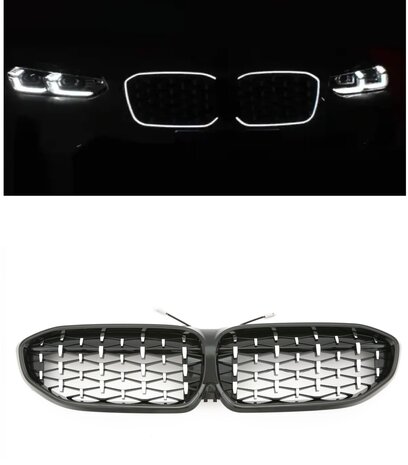 LED-Sport-Grille-BMW-3-Serie-G20-G21-Zwart-Chrome-Diamond-Design