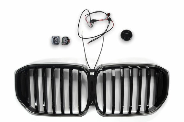 LED-Sport-Grille-BMW-X5-G05-LCI-vanaf-04-2023-Glans-Zwart-Enkele-Spijl