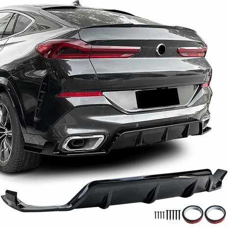 BmwX6-G06-M-Pack-Bumper-Diffuser-Glans-Zwart