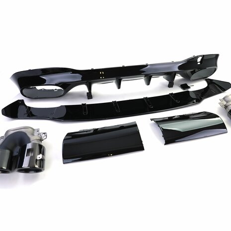 Uitlaat-Diffuser-Mercedes-CLA-C118-X118-AMG-Look-Glans-Zwart