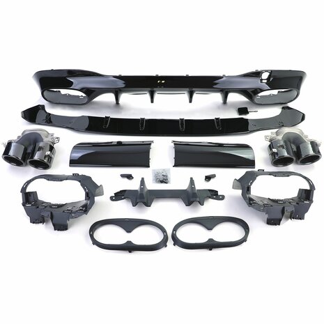 Uitlaat-Diffuser-Mercedes-CLA-C118-X118-AMG-Look-Glans-Zwart