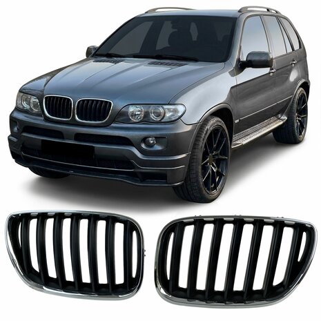 bmw-x5-e53-sport-nieren-grill-chroom-Zwart-2-delig