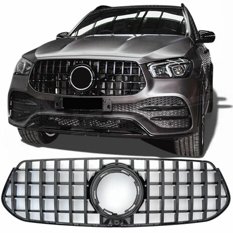 mercedes-gle-v167-c167-facelift-panamericana-grill-hoogglans-zwart-amg-line
