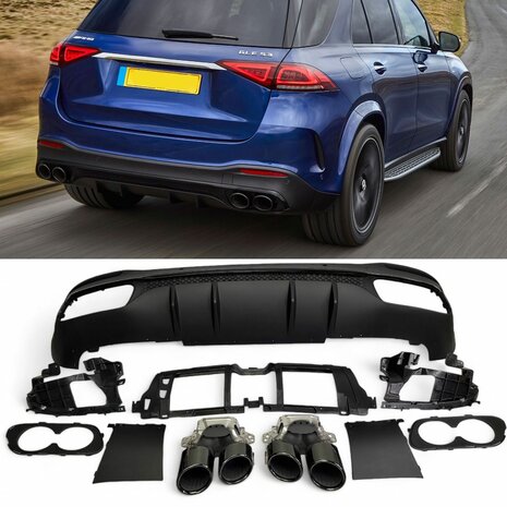 mercedes-gle-v167-amg-line-sport-diffuser-hoogglans-zwart-uitlaat