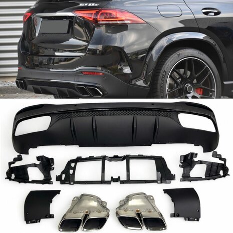 Sport Diffuser geschikt voor Mercedes V167 GLE Klasse SUV AMG-Line + uitlaatstukken Chrome