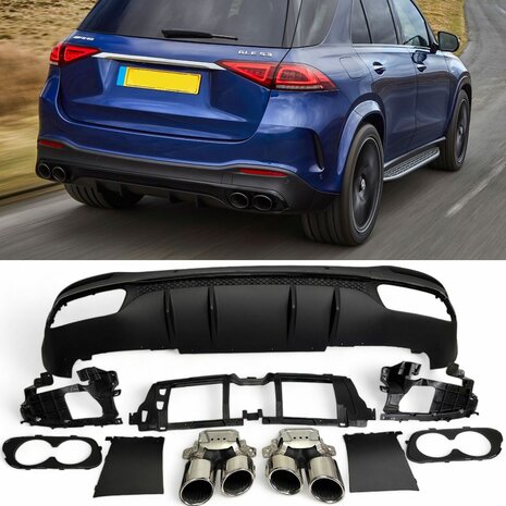 mercedes-gle-v167-amg-line-sport-diffuser-hoogglans-Chrome-uitlaat
