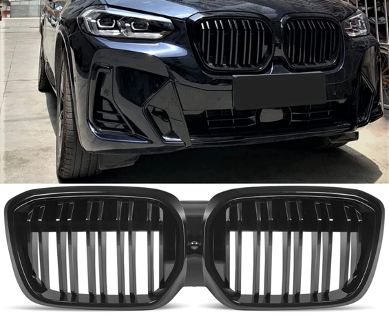 Bmw-iX3-G08-LCI-Facelift-Sport-Nieren-/-Grill-Dubbele-Spijl-Glans-Zwart