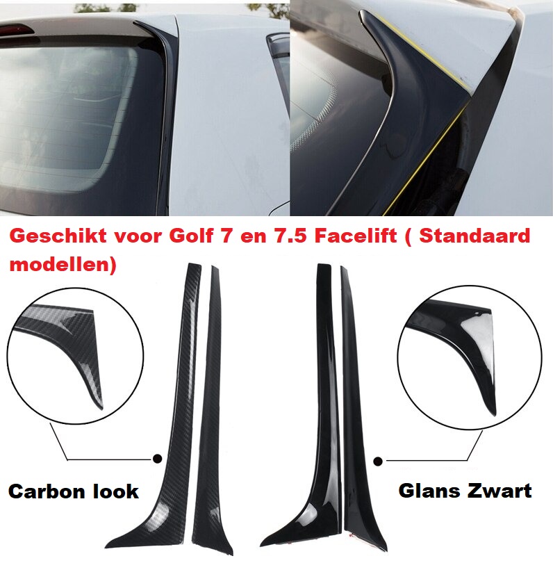 Volkswagen Golf 7 R20 Look Hoogglans Zwart Spiegelkappen Golf 7.5 Facelift  - uwautoonderdeel