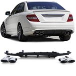 Geschikt voor Mercedes C Klasse W204 C63 AMG Look diffuser Mat Zwart met 4 x uitlaat Design Geschikt voor Mercedes C Klasse W204 C63 AMG Look diffuser Mat Zwart met 4 x uitlaat Design