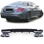 Geschikt voor Mercedes C Klasse W205 C63 AMG Look diffuser met 4 x Chrome Rond uitlaat Design Geschikt voor Mercedes C Klasse W205 C63 AMG Look diffuser met 4 x Chrome Rond uitlaat Design