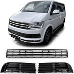 Volkswagen T6 Transporter Multivan Bumper Grill Hoogglans Zwart Zonder ACC 2015 t/m 2019 Volkswagen T6 Transporter Multivan Bumper Grill Hoogglans Zwart Zonder ACC 2015 t/m 2019