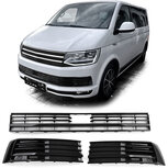Volkswagen T6 Transporter Multivan Bumper Grill Hoogglans Zwart Met ACC 2015 t/m 2019 Volkswagen T6 Transporter Multivan Bumper Grill Hoogglans Zwart Met ACC 2015 t/m 2019