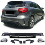 Mercedes A Klasse W176 A45 AMG Look Chrome Uitlaat Sport Diffuser Hoogglans Zwart Mercedes A Klasse W176 A45 AMG Look Chrome Uitlaat Sport Diffuser Hoogglans Zwart