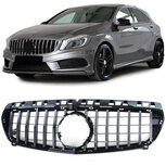 Mercedes A Klasse W176 Sport Grill Chrome / Hoogglans Zwart Panamericana 2012 t/m 2015 Mercedes A Klasse W176 Sport Grill Chrome / Hoogglans Zwart Panamericana 2012 t/m 2015