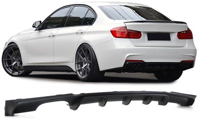 Passend Voor Bmw 3 serie F30 M Pakket Achterbumper Diffuser Mat Zwart Dubbele Uitlaat Uitsparing M Performance Look