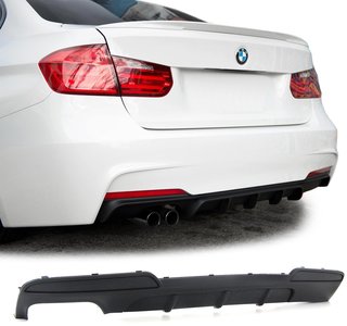 Bmw 5 serie F10 M Pakket Achterbumper Diffuser Mat Zwart Dubbele Uitlaat Uitsparing Links M Performance Look