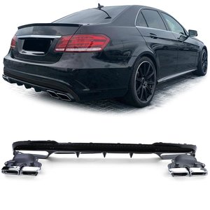 Geschikt voor Mercedes E Klasse W212 Facelift C63 AMG Look diffuser Glans Zwart met 4 x uitlaat Design 