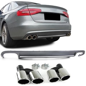 diffuser met 4 x Chrome Rond uitlaat Design Geschikt voor Audi A4 B8 S4 RS4 Look 