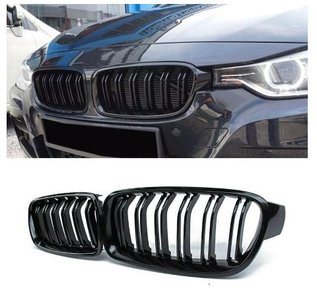 Passend Voor BMW 3-serie F30 F31 Grill Nieren M3 Look Hoogglans Piano Lak Zwart Dubbele M Spijlen