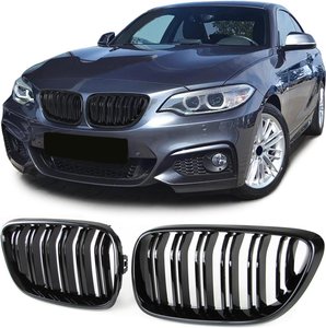 Passend Voor Bmw 2 Serie F22 F23 Sport Grill Nieren Glans Zwart M2 Look Styling Dubbele Spijl