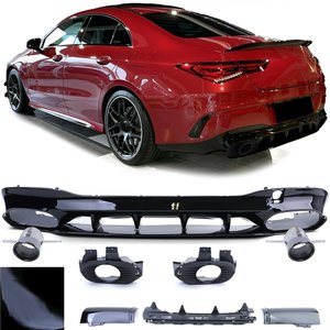 Diffuser Hoogglans Zwart Met Uitlaat Sierstuk Mercedes CLA C118 AMG Look