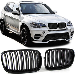Passend Voor Bmw X5 E70 Sport Nieren / Grill Hoogglans Zwart Dubbele Spijl