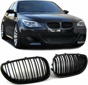 Passend Voor Bmw E60 E61 Sport Nieren / Grill Hoogglans Dubbele Spijl Hoogglans Zwart