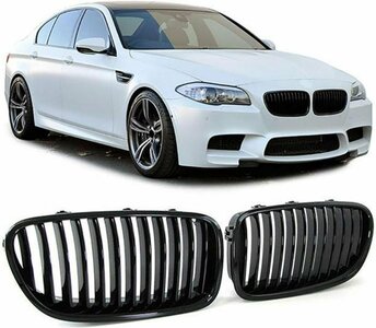 Passend Voor Bmw 5-serie F10 F11 Grill Nieren Hoogglans Pianolak Zwart Enkele M5 Spijl