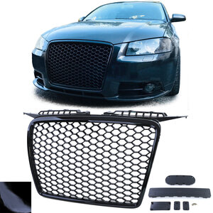 Audi A3 8P 05 t/m 08 Sport Grill Zonder Embleem Hoogglans Zwart Honingraat 