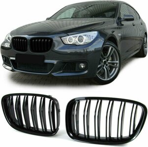 Passend Voor Bmw 5 Serie GT F07 Sport Nieren / Grill Hoogglans Dubbele Spijl Hoogglans Zwart