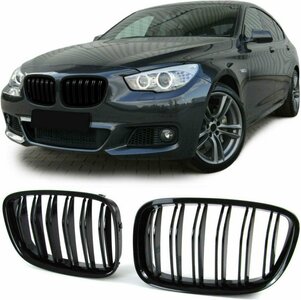 Bmw 5 Serie GT F07 Sport Nieren / Grill Hoogglans Dubbele Spijl Hoogglans Zwart