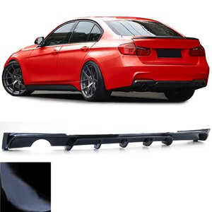 Bmw 3 serie F30 M Pakket Achterbumper Diffuser Hoogglans Zwart Enkele Uitlaat Uitsparing