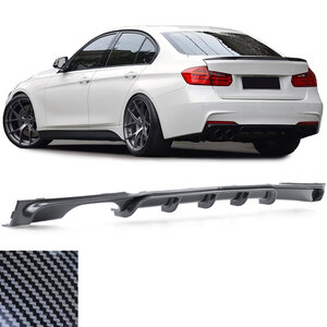 Passend Voor Bmw 3 serie F30 M Pakket Achterbumper Carbon Look Zwart Dubbele Uitlaat Uitsparing M Performance Look